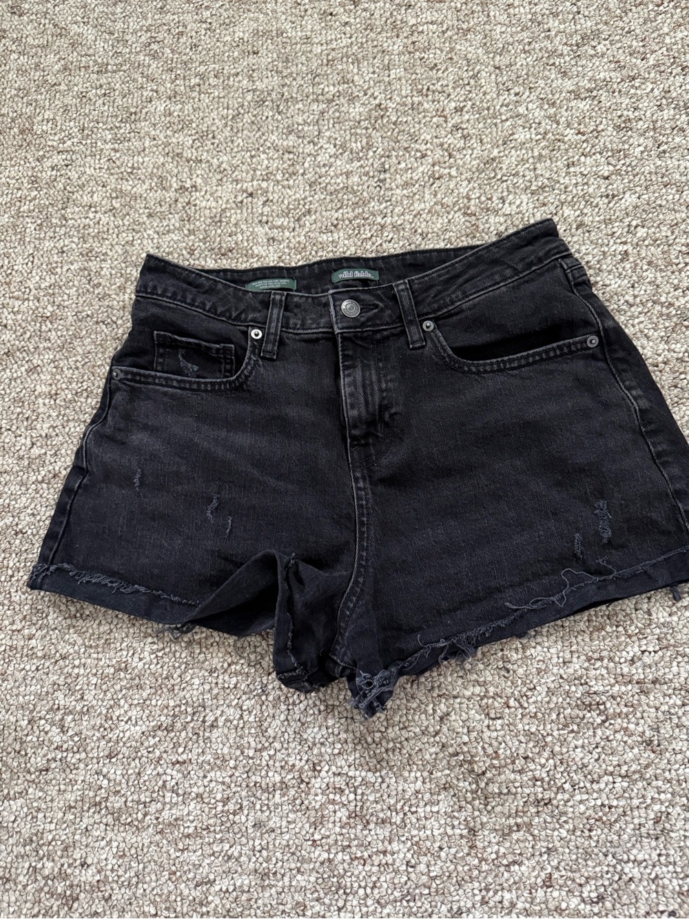 wild fable Black High-Rise Frayed Hem Denim Shorts